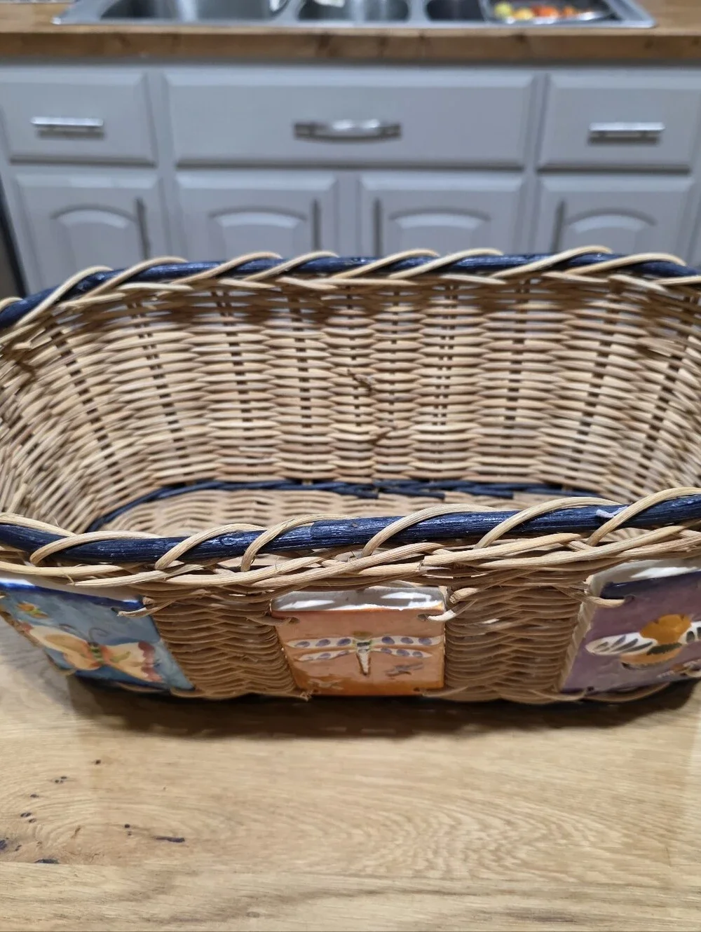 Hand Painted Ceramic Tiled Basket